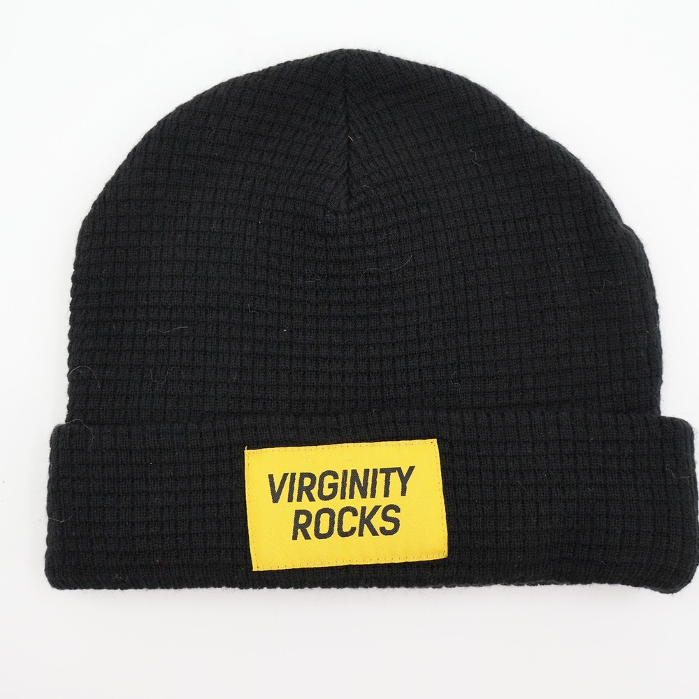 Danny Duncan Virginity Rocks Beanie Unisex‎ OS Black Waffle Knit Patch Hat